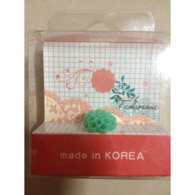 Ear Cap - Green Flower